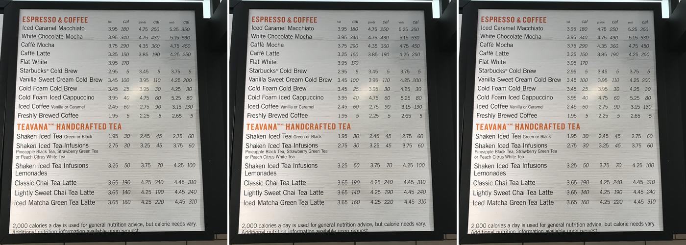 Starbucks Menu