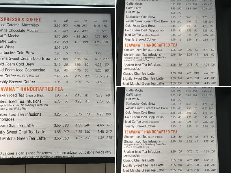 Starbucks Menu