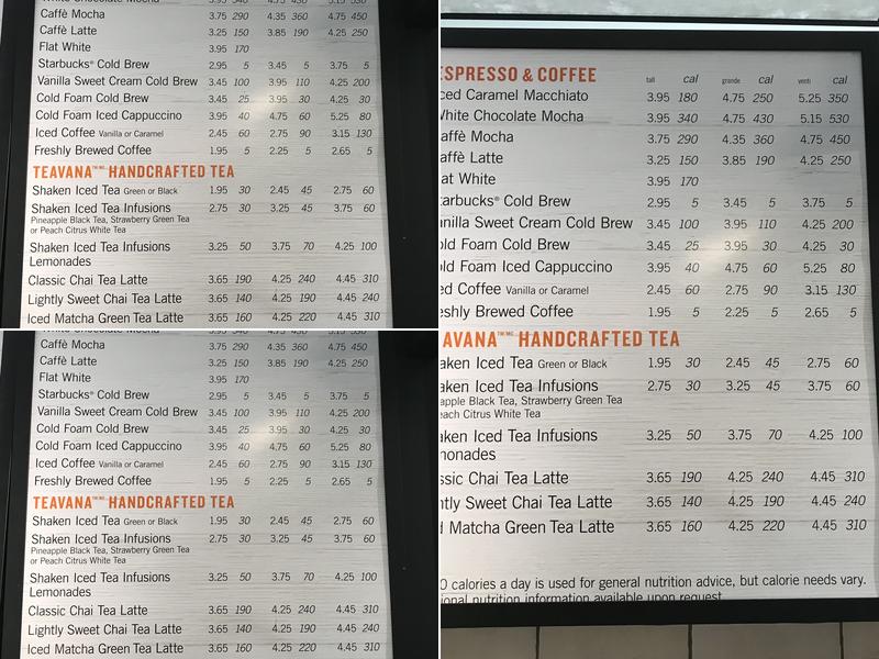 Starbucks Menu