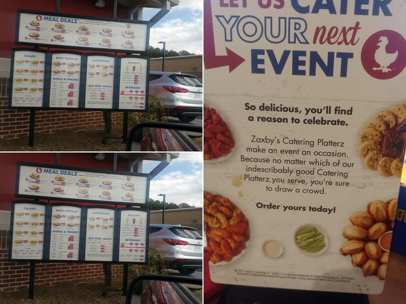Zaxby's Chicken Fingers & Buffalo Wings Menu