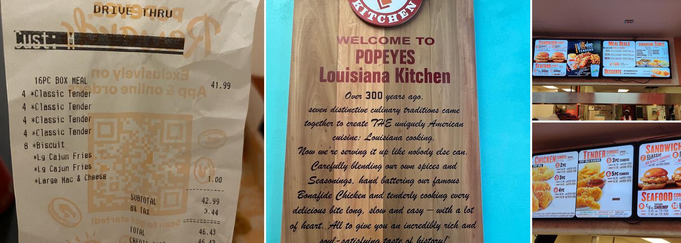 Popeyes Louisiana Kitchen Menu