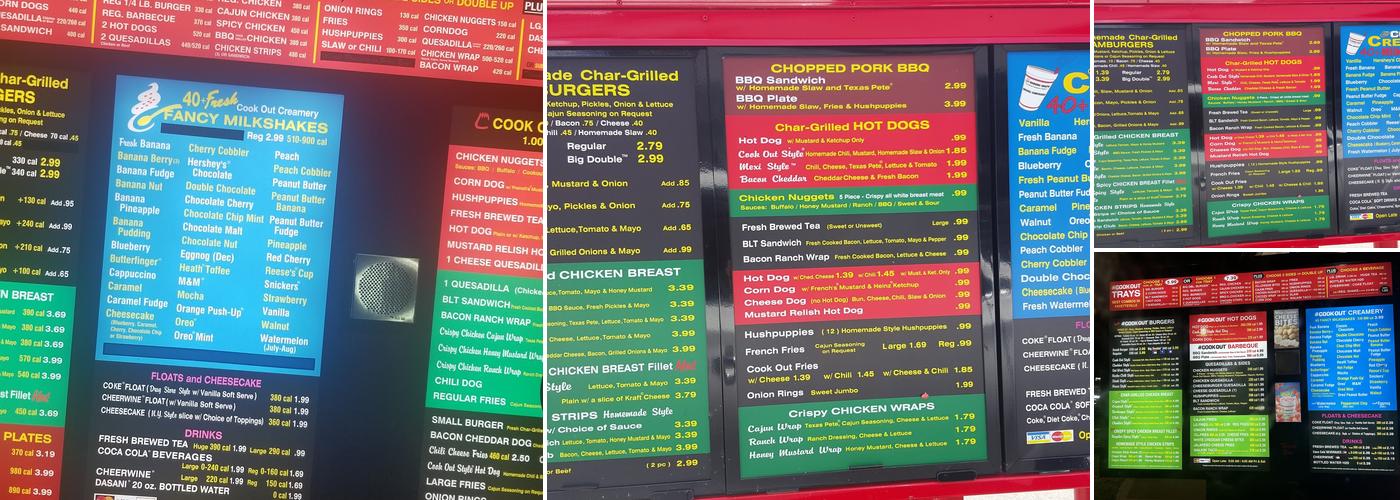 Cook Out Menu
