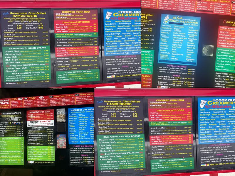 Cook Out Menu