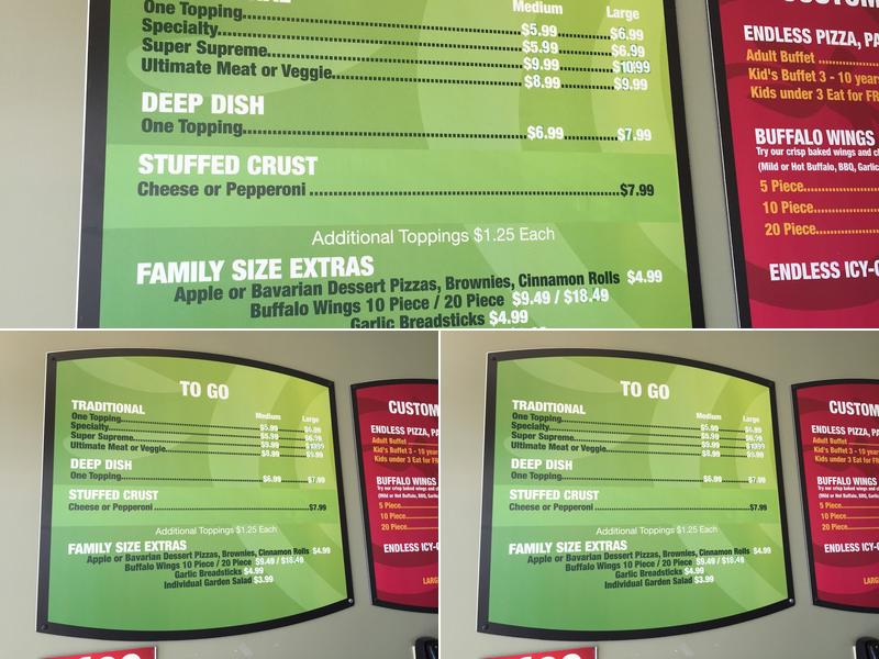 Cicis Pizza Menu