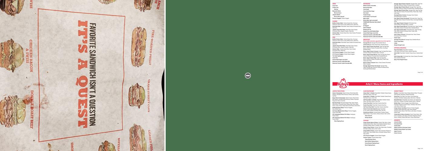 Arby's Menu