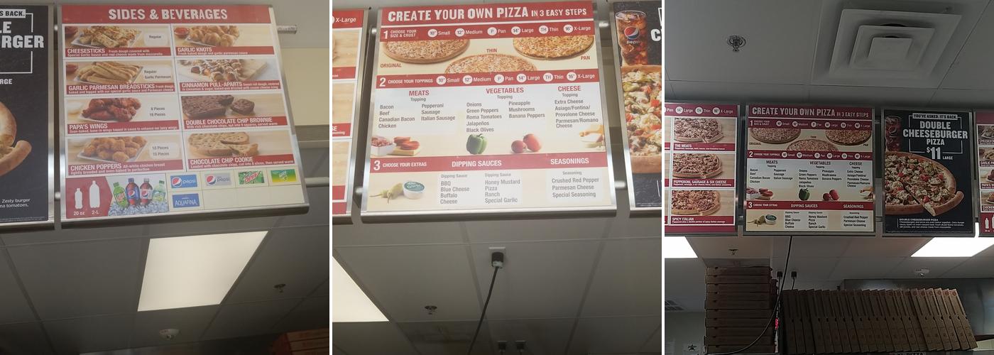 Papa Johns Pizza Menu
