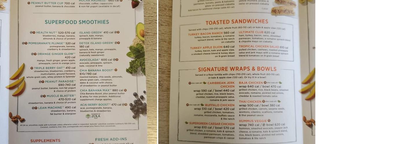 Tropical Smoothie Cafe Menu