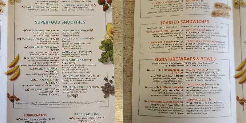 Tropical Smoothie Cafe Menu