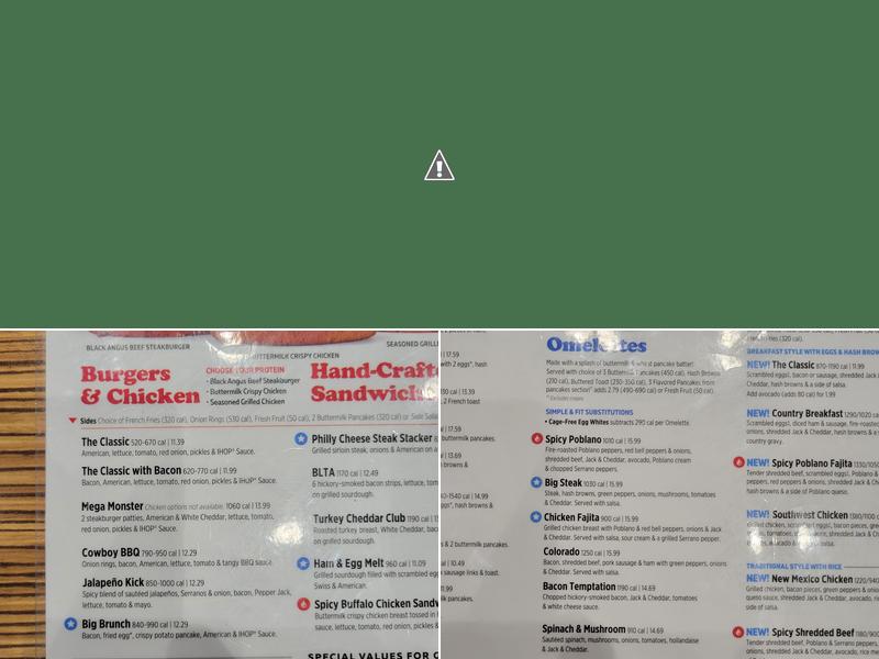 IHOP Menu