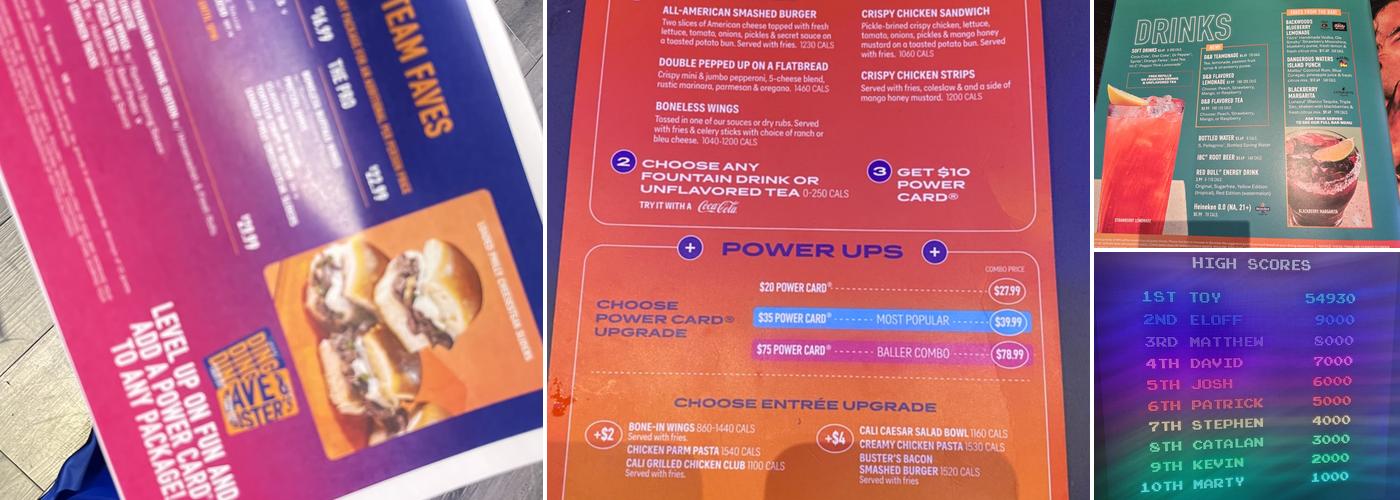 Dave & Buster's Cary Menu
