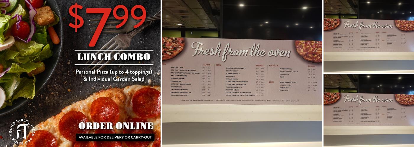Round Table Pizza Menu