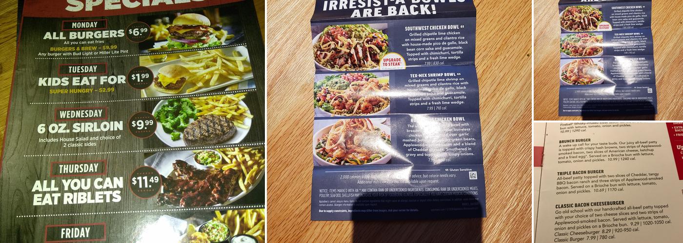 Applebee's Grill + Bar Menu
