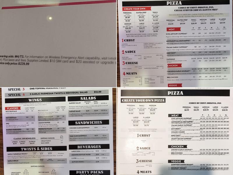 Round Table Pizza Menu