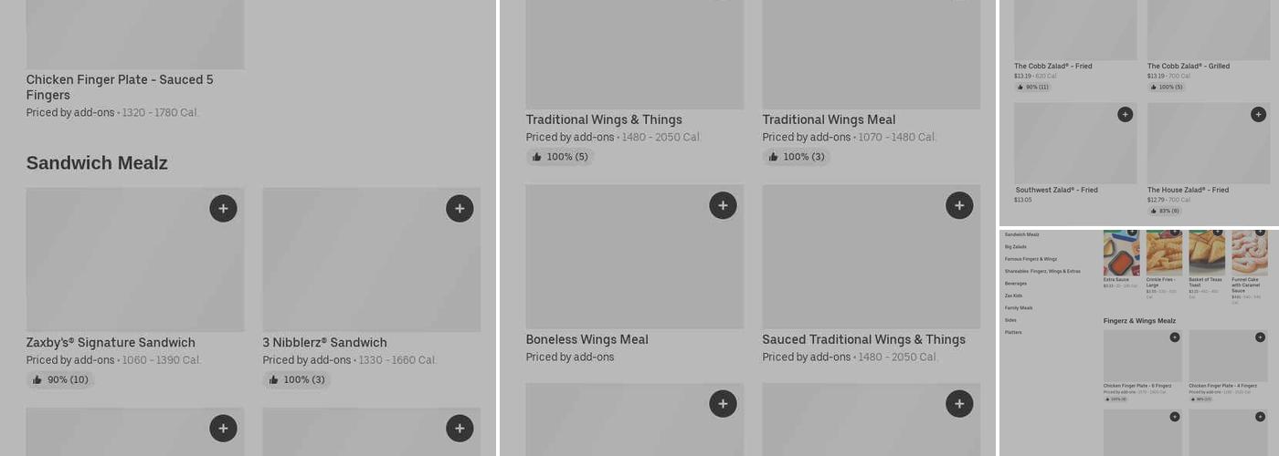 Zaxby's Chicken Fingers & Buffalo Wings Menu