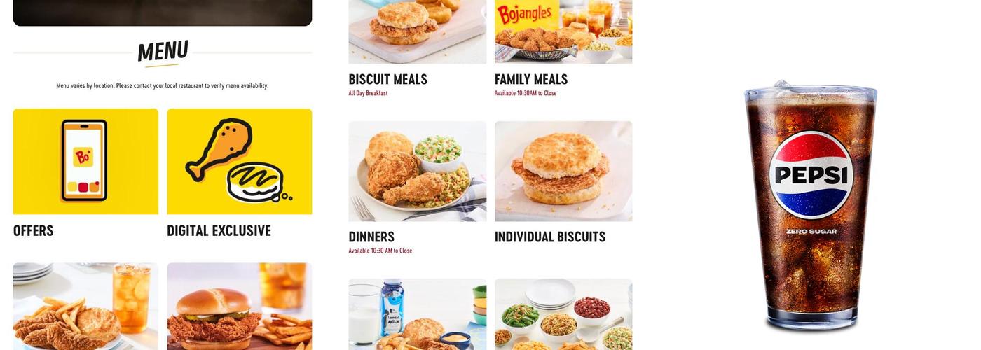Bojangles Menu