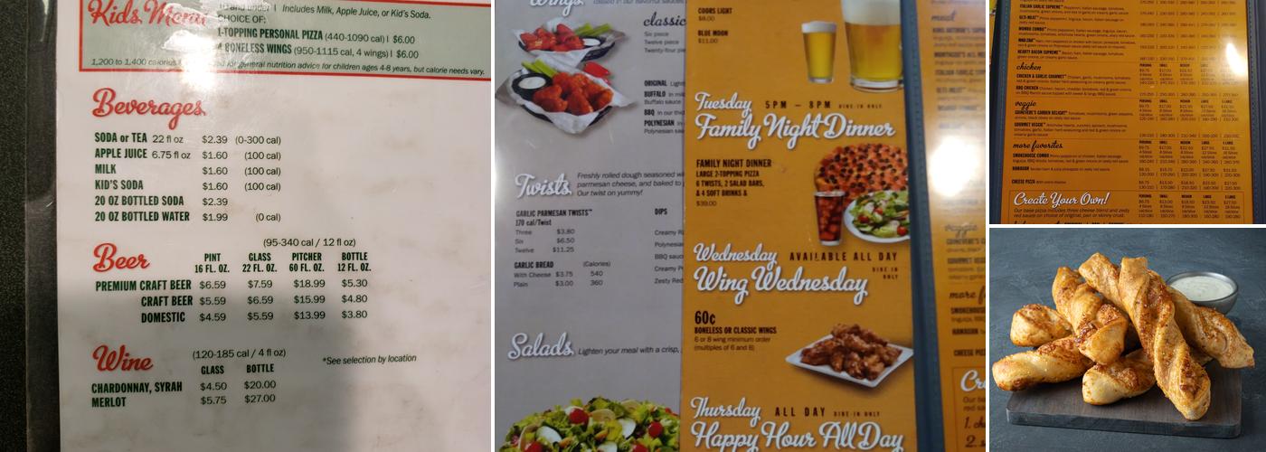 Round Table Pizza Menu