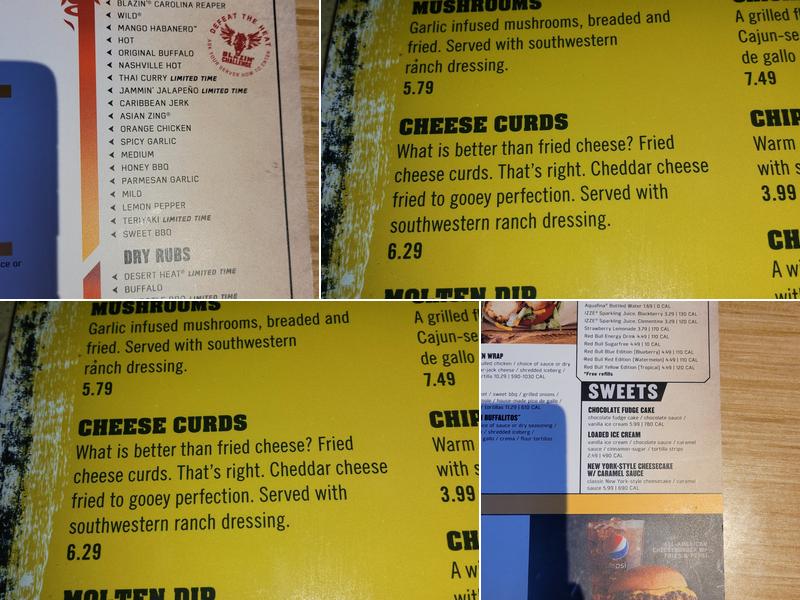 Buffalo Wild Wings Menu