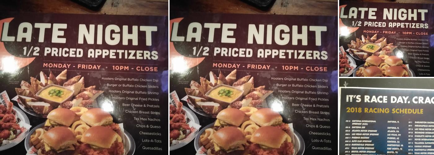 Hooters Menu