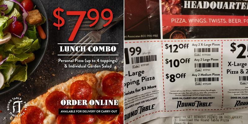 Round Table Pizza Menu