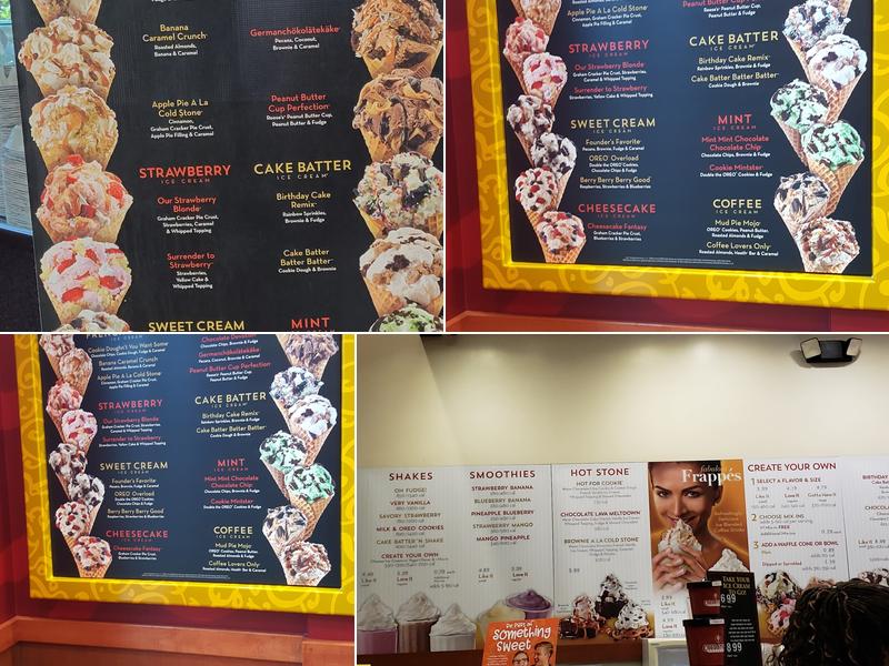 Cold Stone Creamery Menu