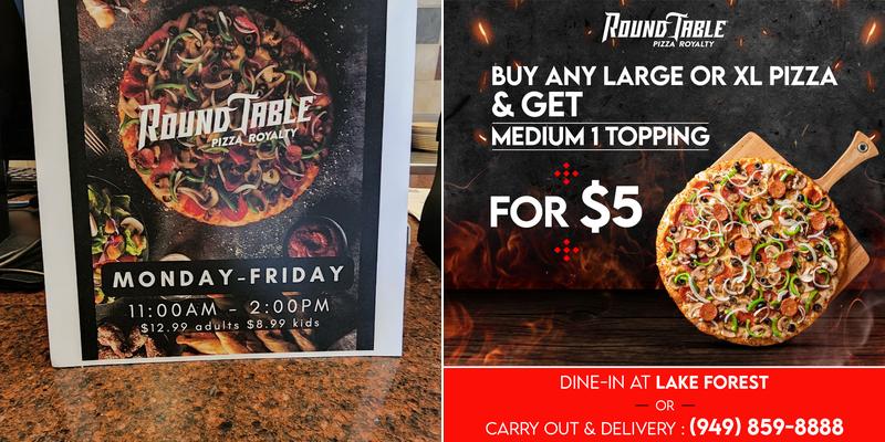 Round Table Pizza Menu