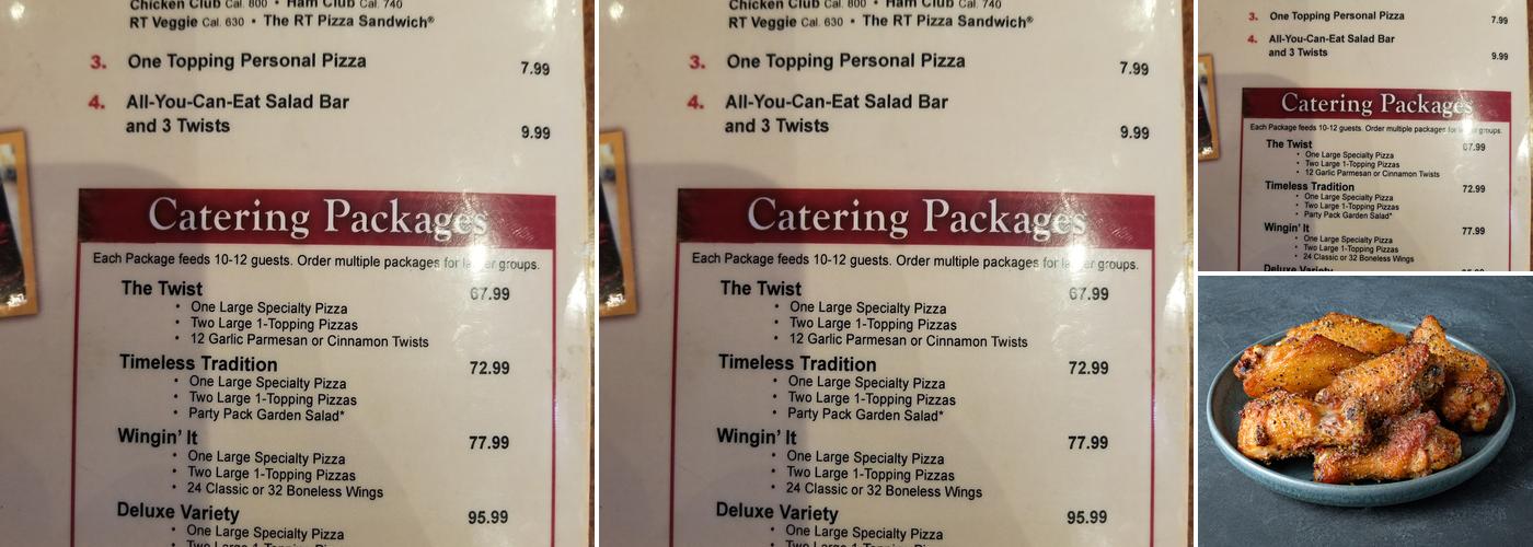 Round Table Pizza Menu