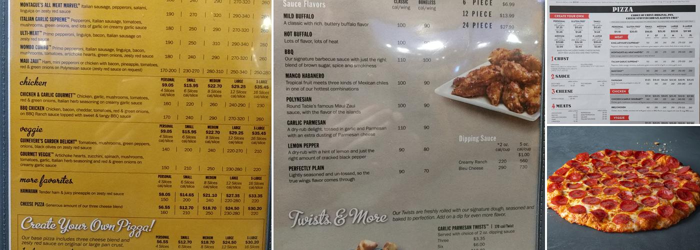 Round Table Pizza Menu