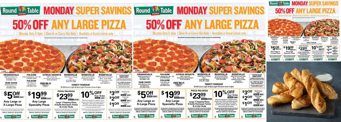 Round Table Pizza Menu