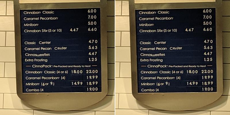 Cinnabon Menu