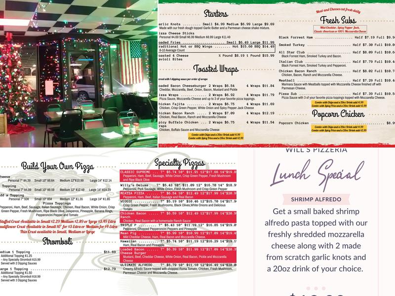 Will's Pizzeria Menu