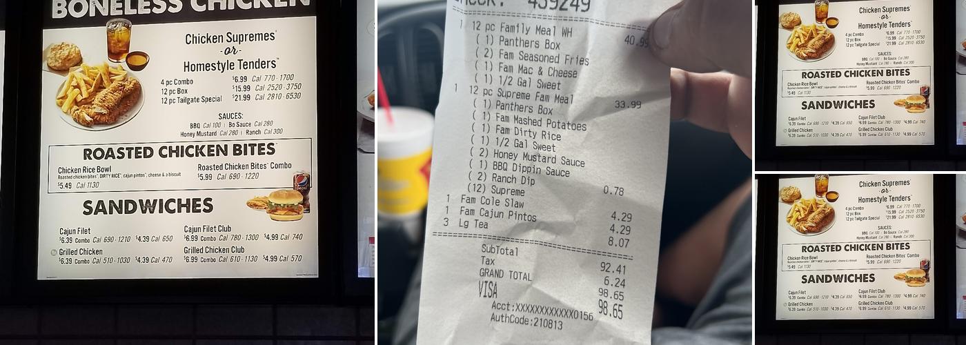 Bojangles Menu