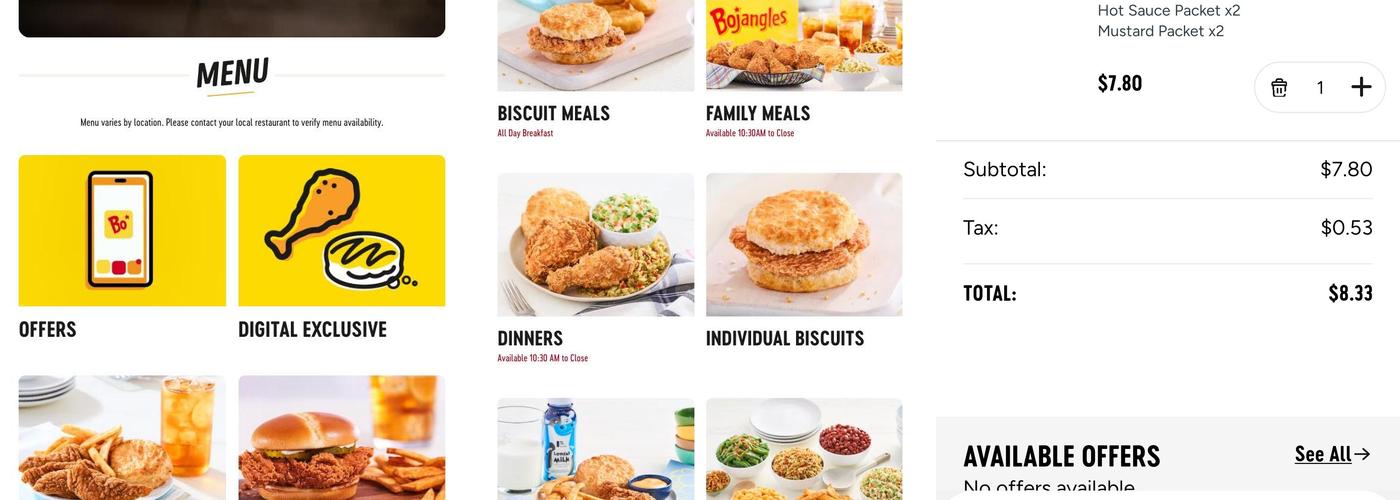 Bojangles Menu