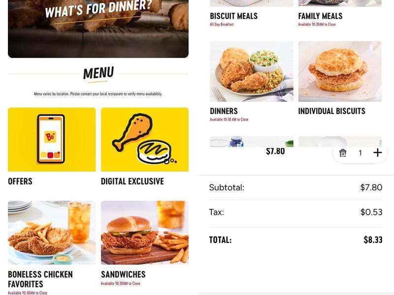 Bojangles Menu