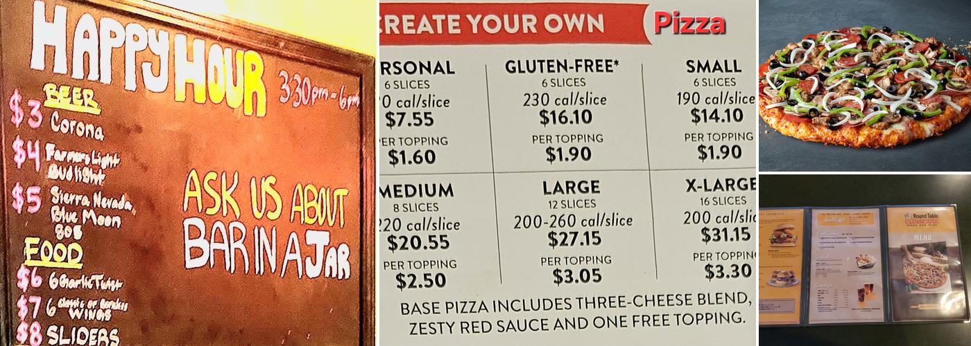Round Table Pizza Menu