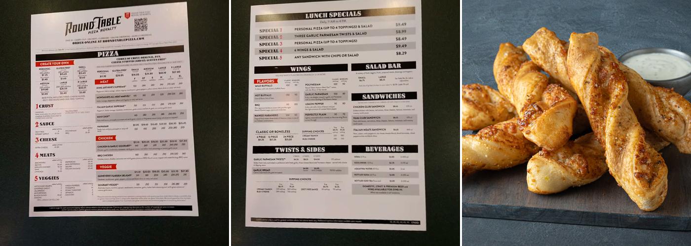 Round Table Pizza Menu