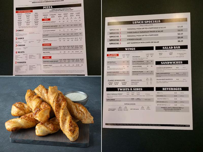 Round Table Pizza Menu