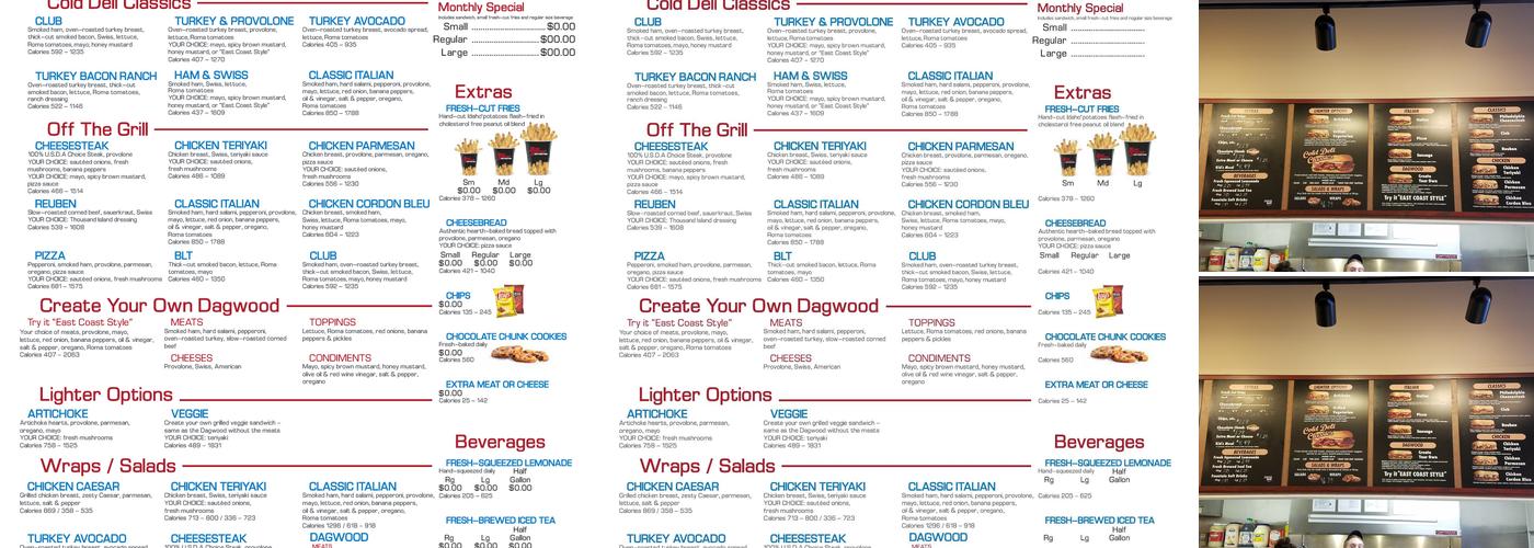 Penn Station East Coast Subs Menu