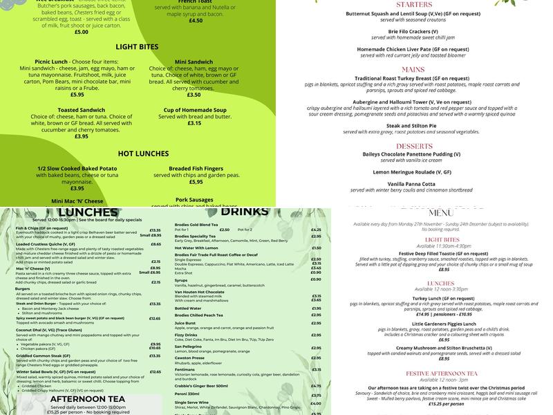 Dunbar Garden Centre Menu