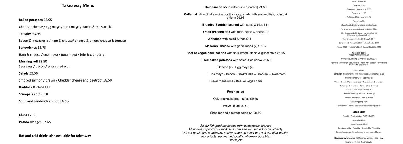 Scottish Seabird Centre Menu