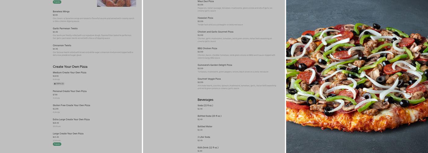 Round Table Pizza Menu