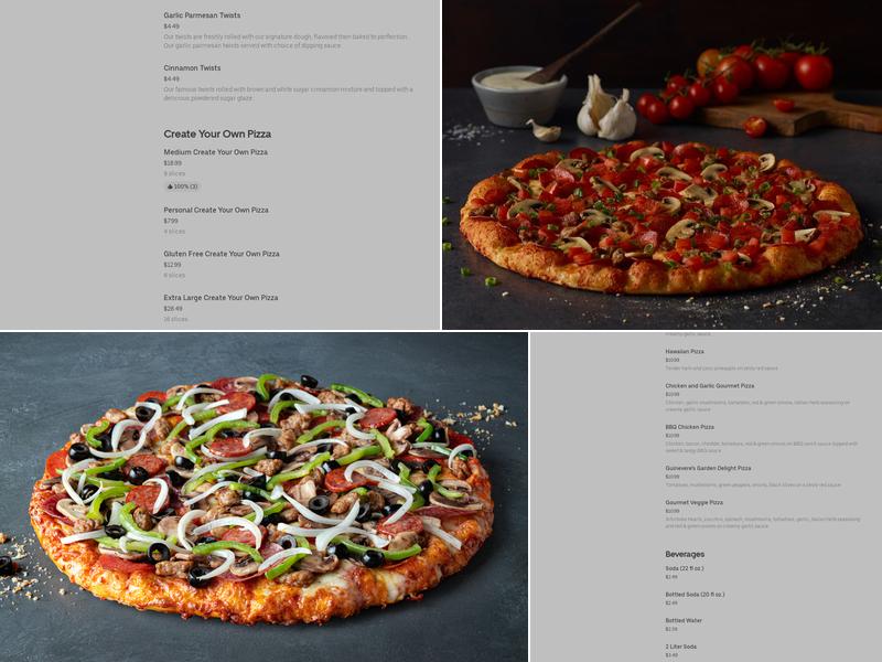 Round Table Pizza Menu