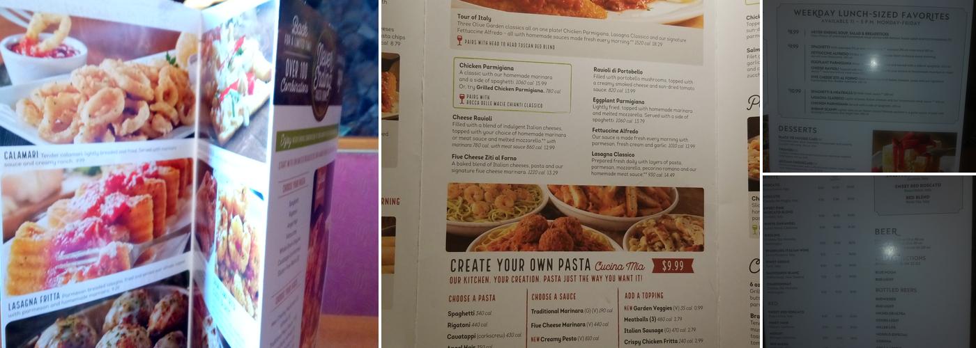 Olive Garden Italian Restaurant Menu