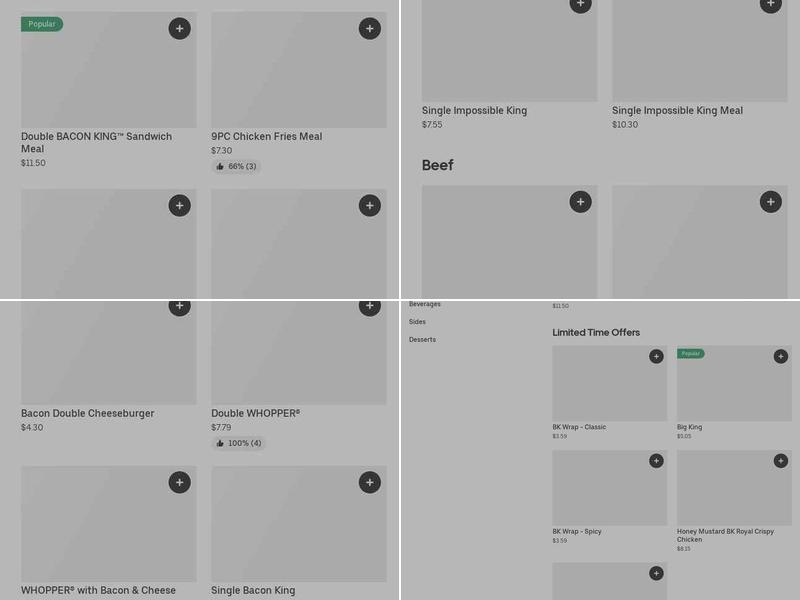 Burger King Menu