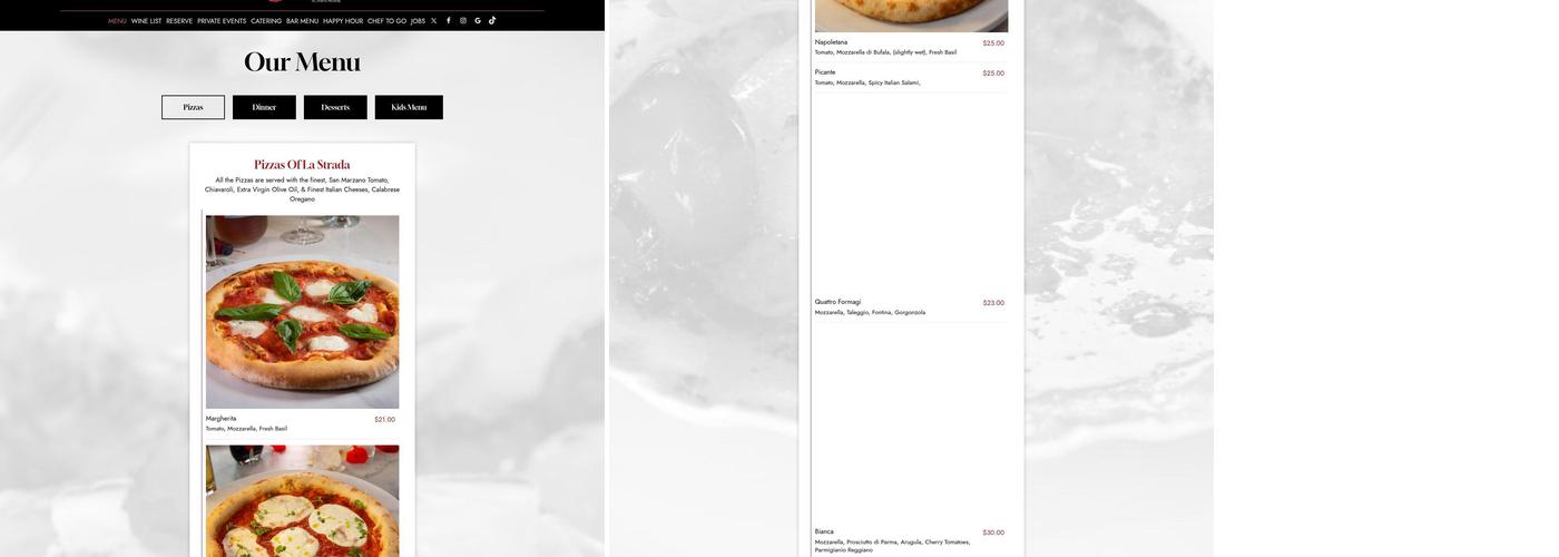 La Strada Italian Kitchen & Bar Menu