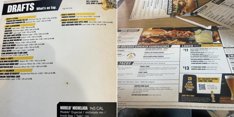 Buffalo Wild Wings Menu
