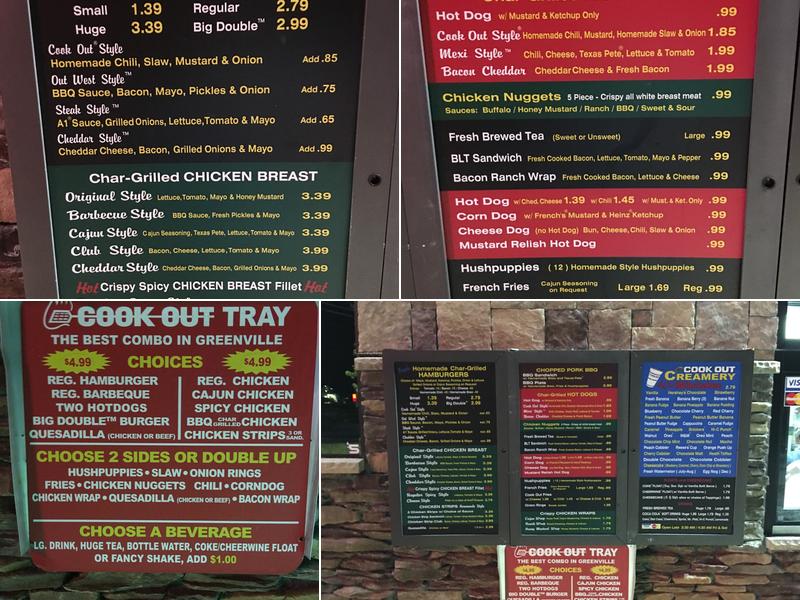 Cook Out Menu