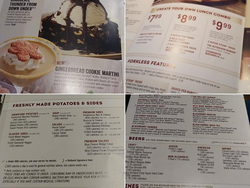 Outback Steakhouse Menu