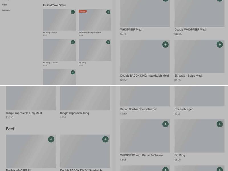 Burger King Menu