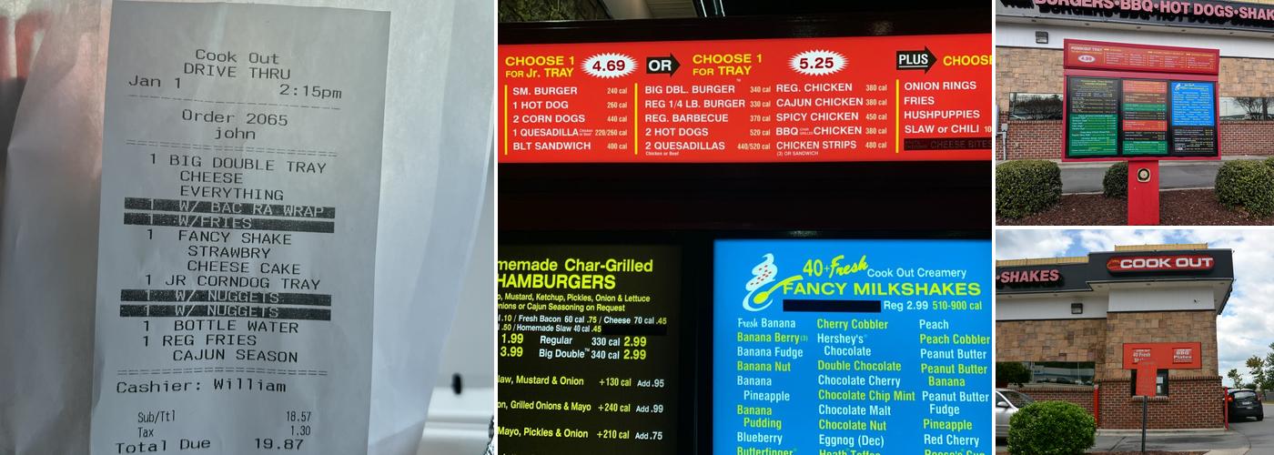 Cook Out Menu