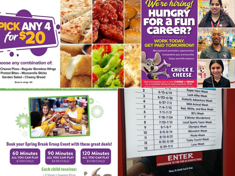 Chuck E. Cheese Menu